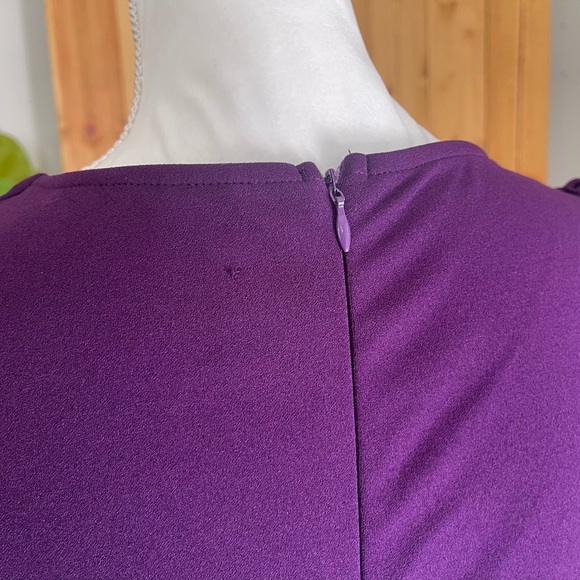 Miusol Retro 40’s Style Purple V-waist Puff Sleeve Bodycon Knee Length Dress - Picture 9 of 16